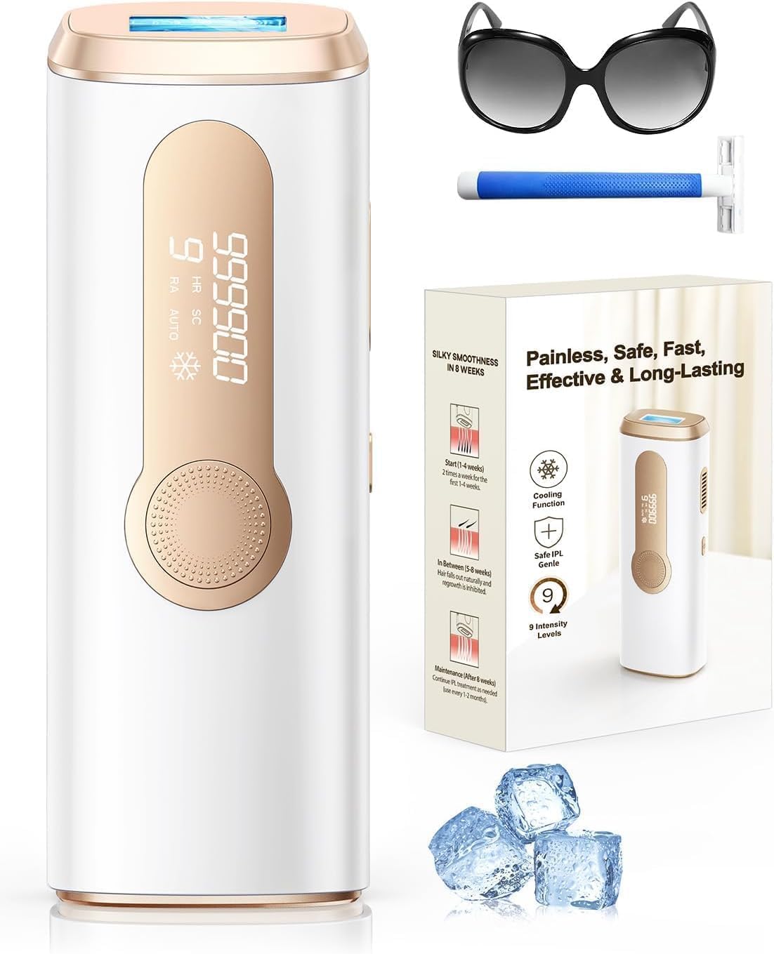 Depiladora Laser IPL con Refrigeración, Innovadora Función 3 en 1, 9 Niveles...