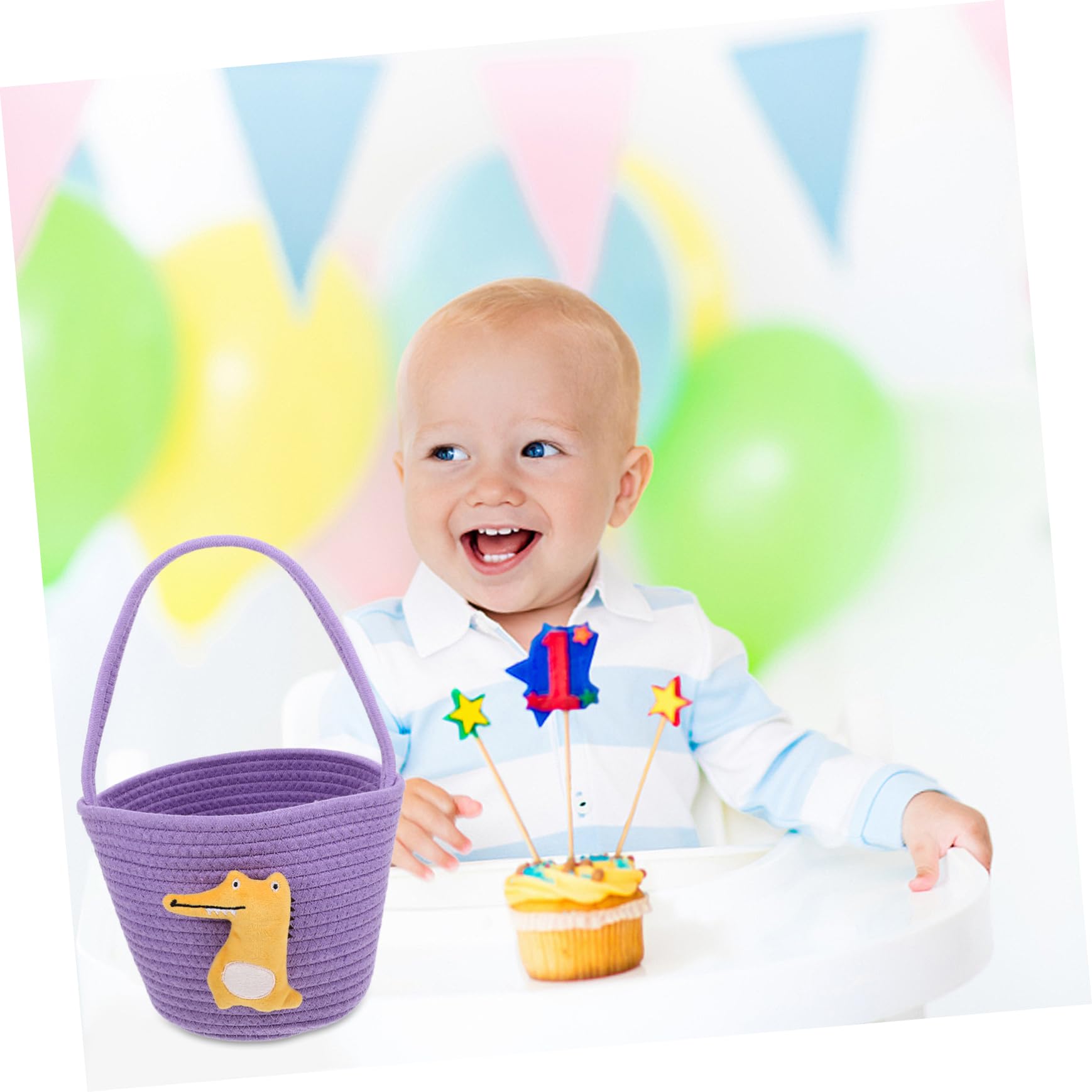 2 ręcznie tkane torby na kwiaty z uchwytem, kosz na zabawki, organizer, kosz baby shower, zakupy warzywa, li bawełnia, fioletowy
