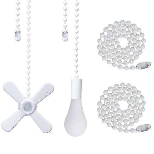 SmoTecQ Ultra Long Ceiling Fan Pull Chain Extender, Embedded with Decorative Frosted Glass Bulb and Fan Cord for 3mm Beaded Ceiling Fans and Light Fixtures (White)