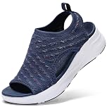 Maxome Walking Sandals for Women Orthopedic Sandals Ladies Arch Support Summer Shoes Womens Wedge Gradation Platform Casual Comfy Washable Slingback Slide Beach Shoes