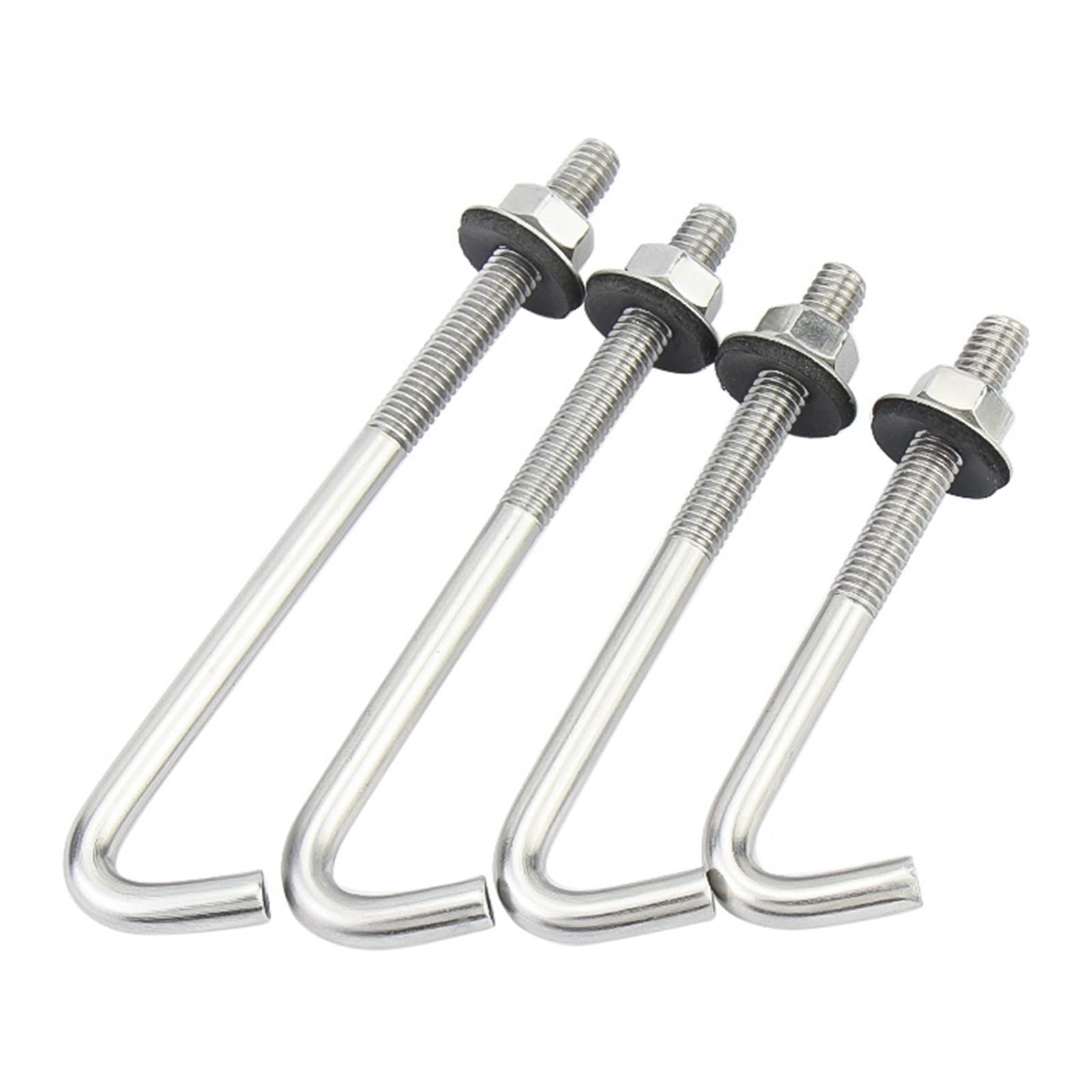 samogwintującym w kształcie litery L, 304 Stainless Steel M5 M6 L Hooks Screws Bolts Nuts Washers Set Silver Pack Of 4(Round M6x50x100 4Sets)