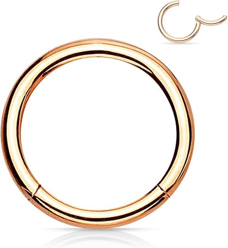 Miniatura 16 de Forbidden Body Jewelry - Piercing para la nariz de acero quirúrgico 316L con bisagra, 14G, 16G, 18G, diámetro de 15/64, 5/16, 25/64, 15/32 pulgadas