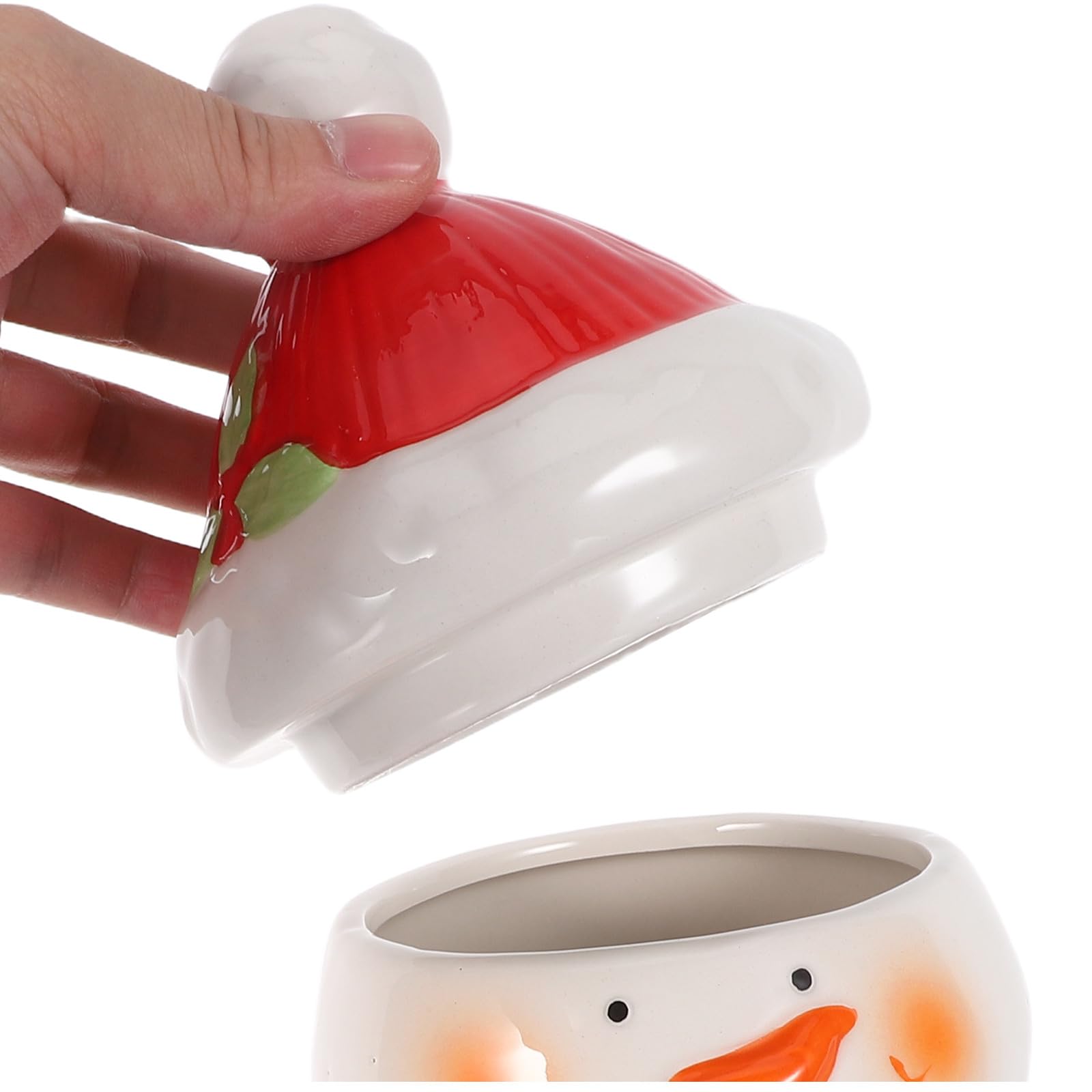 Uonlytech Récipient en Céramique Forme Personnage de Neige avec Couvercle Hermétique pour Biscuits et Friandises, Décoration Festive de Noël Cuisine et Fêtes