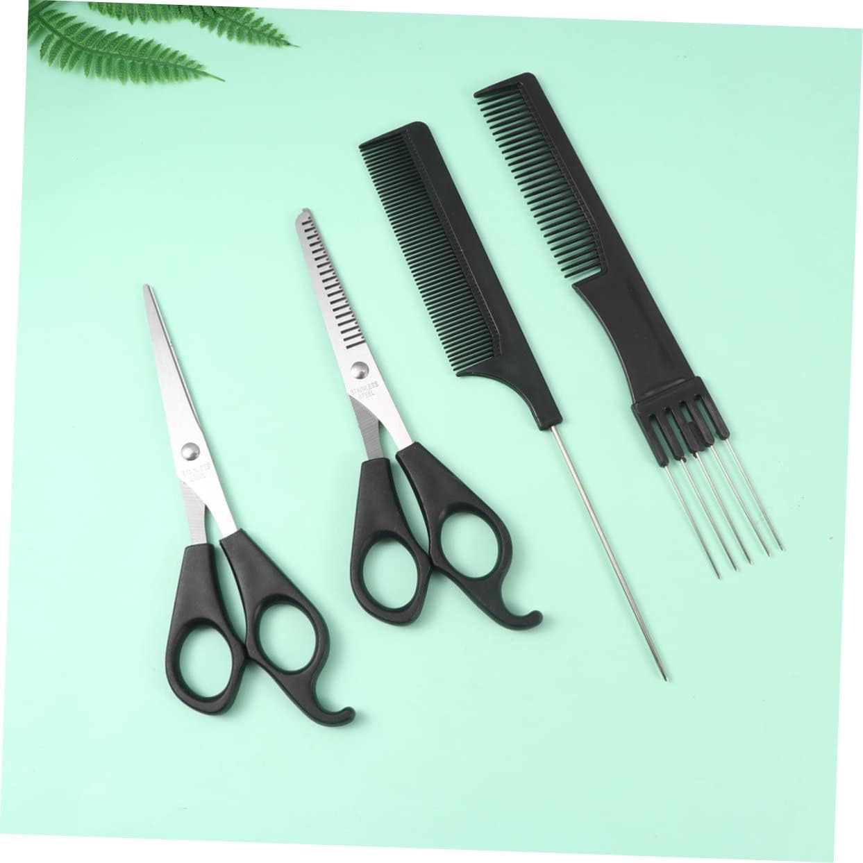DOITOOL Men's Hair Cutting Tool Set Professional Hairdressing Kit with Scissors Combs Apron Shaving Accessories for Salon Home Use Lightweight Durable Design Black