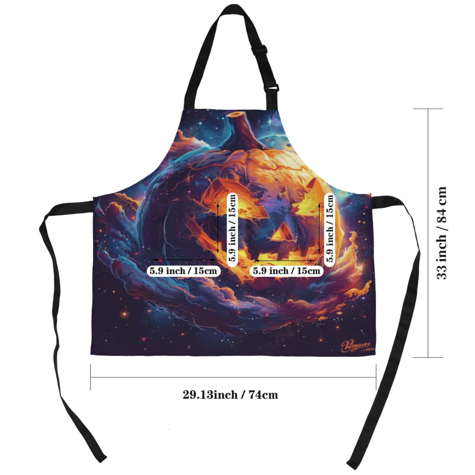 Aglebo Pumpkin House Abstract Chef Apron with Pockets Adjustable Shoulder Strap Waterproof Cooking Apron for Kitchen Baking Gardening Pottery Painting