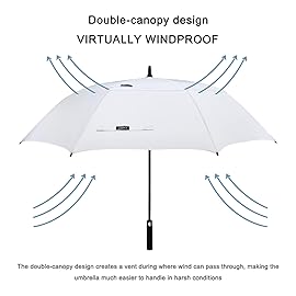 G4Free 54 Inch Automatic Open Golf Umbrella Windproof Extra Large Oversize Double Canopy Vented Windproof Waterproof Stick Umbrellas for Men (White)