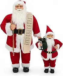 Conjunto Papai Noel Vermelho 90 cm e 45 cm – Decoração Natalina Premium Árvore de Natal Decoração Hall Condomínio Vitrine Empresa (2 Peças)