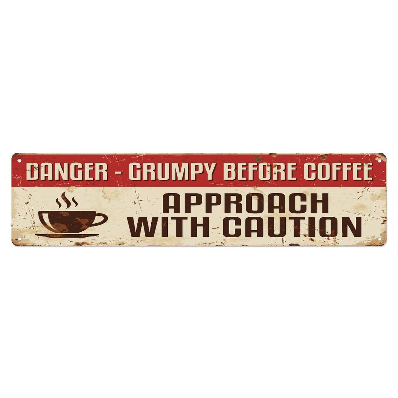 Fqcyn Style Metal Tin Sign Vintage Funny Danger Grumpy Before Coffee Warning