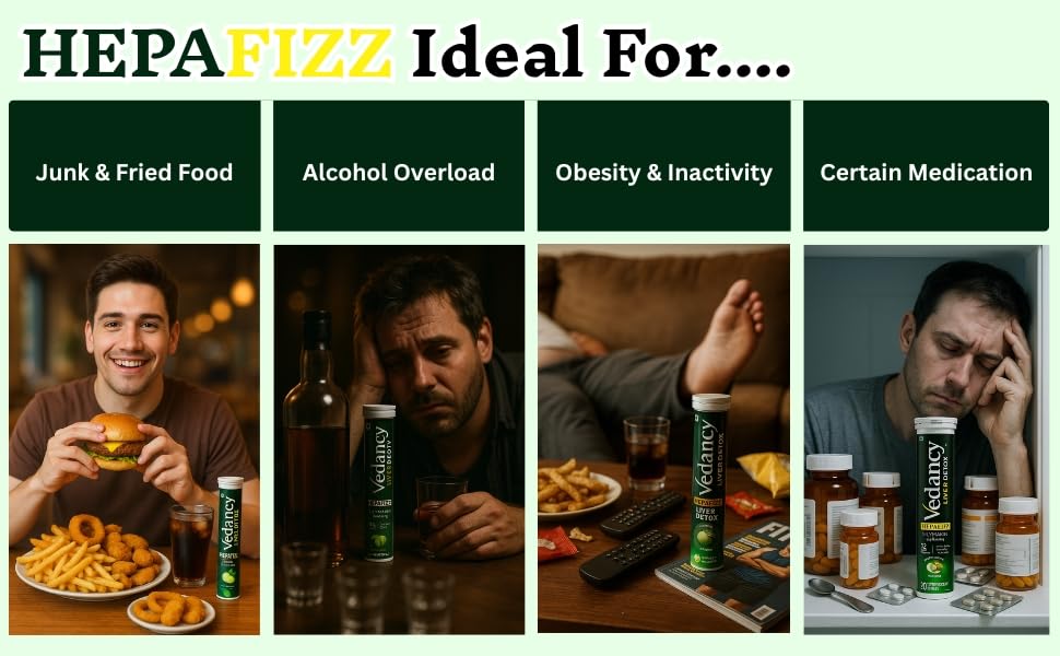 Image of HepaFizz Liver Detox Effervescent Tablets 80 Tabs Ideal For 40 Days | Silymarin 250mg Milk Thistle + Vitamin B9, B12 | Ayurvedic Liver Cleanse Supplement | Green Apple Flavour | Sugar-Free, Vegan | WHO-GMP Certified