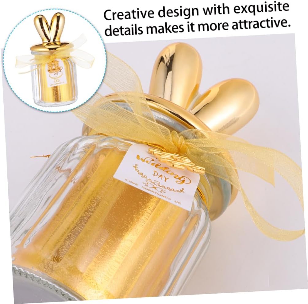 Ceramic Bunny-shaped Candy Jar with Glass Overgild Lid, Sealed Glass Dessert Box for Wedding Favors, Party Candy Storage Bottle with Gold Trim