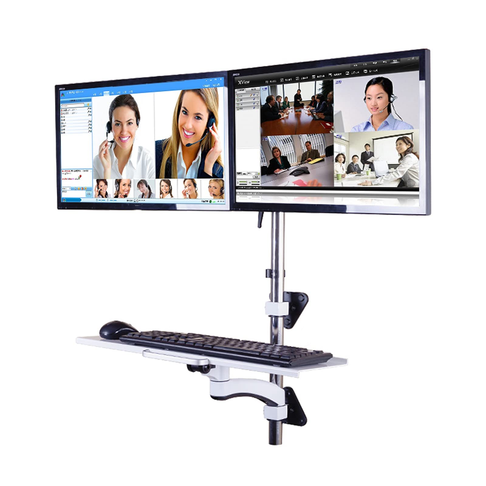 Supporto Doppio Braccio Per Monitor 10-27" COOLGO, Da Scrivania, VESA 75/100, Nero