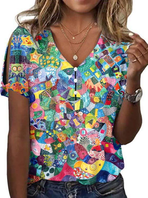 Mardi Gras Shirts for Women Short Sleeve V Neck Carnival Graphic Oversized Casual F...