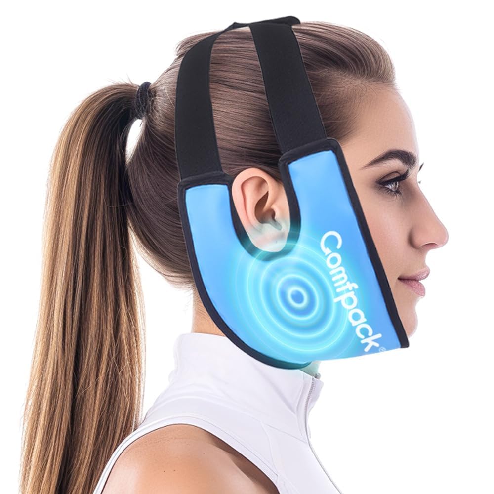 Wisdom Teeth Ice Pack Head Wrap with Ear Hole Design, FSA Eligible, Soft Face Ice Pack Reusable Gel Hot Cold Therapy for TMJ Pain Relief, Oral Surgery, Face Swelling, Tonsillectomy Recovery