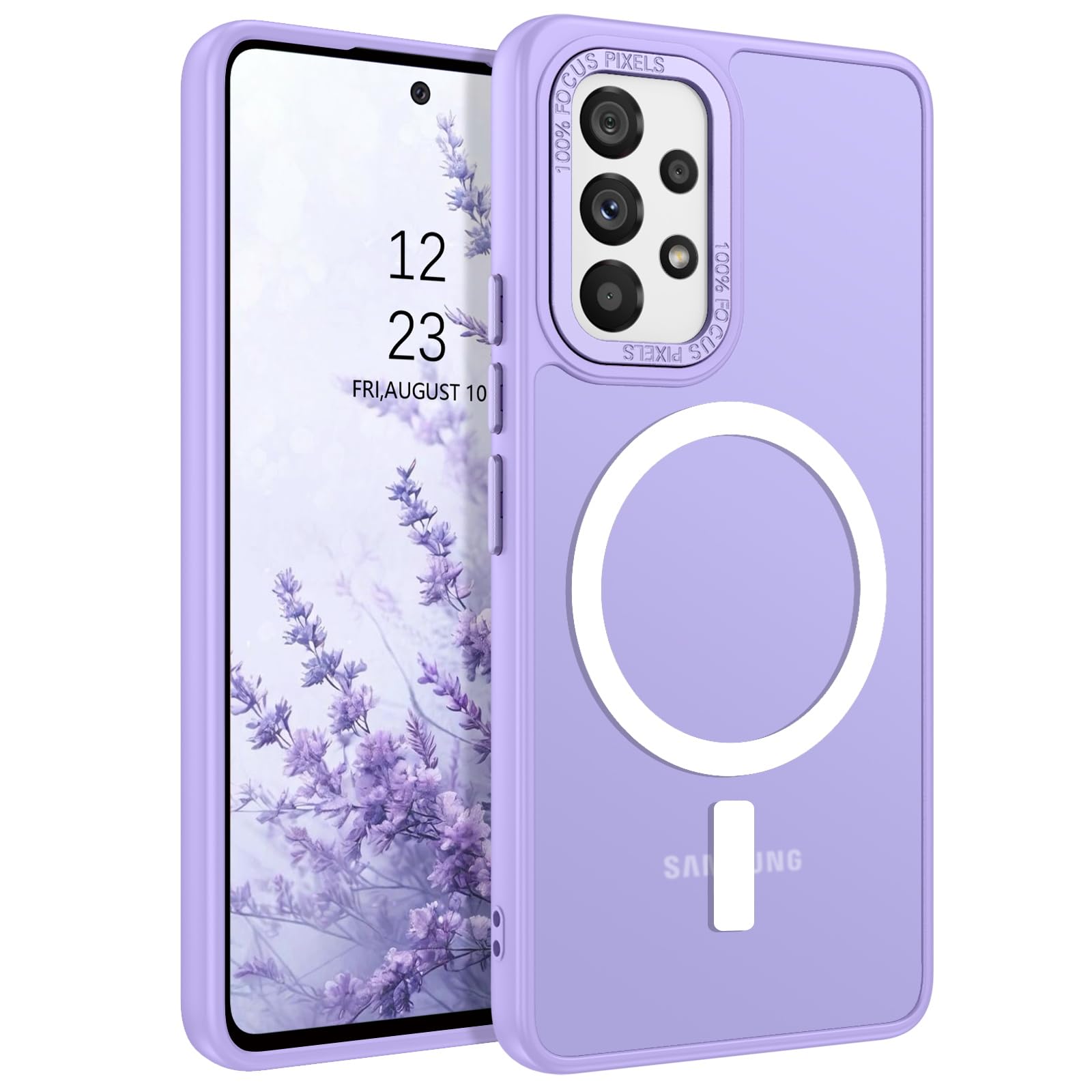 GUAGUA for Samsung Galaxy A53 Case Compatible with MagSafe Galaxy A53 Magnetic Cases Slim Translucent Matte Skin Feeling Shockproof Protective Anti-Scratch Phone Case for Samsung A53 5G 6.5'', Purple