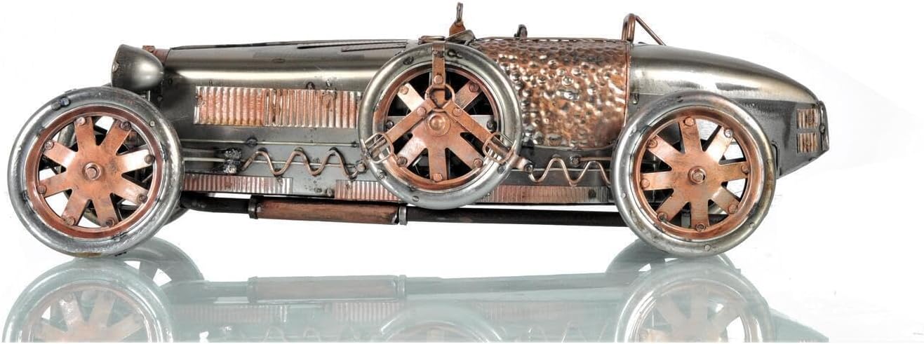 Maykoosh Vintage Race Car Model - Decorative Metal Vehicle for Home & Office - 14" Wide