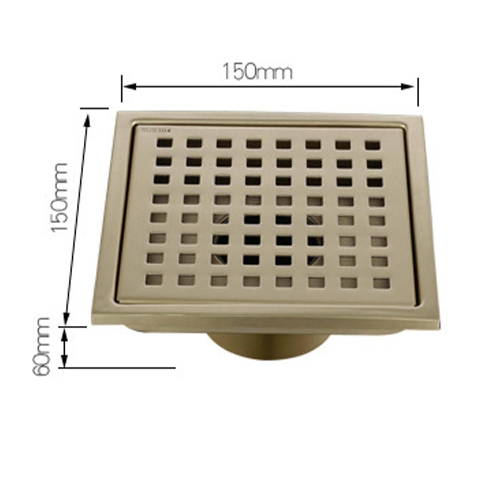 Desague Ducha Acero Inoxidable Desagüe de Suelo Oro Cepillado Sumidero Ducha Malla Piso Desagüe Ducha 150 * 150mm Canal de Ducha Moderno y Sencillo para Baño Cocina Aseo