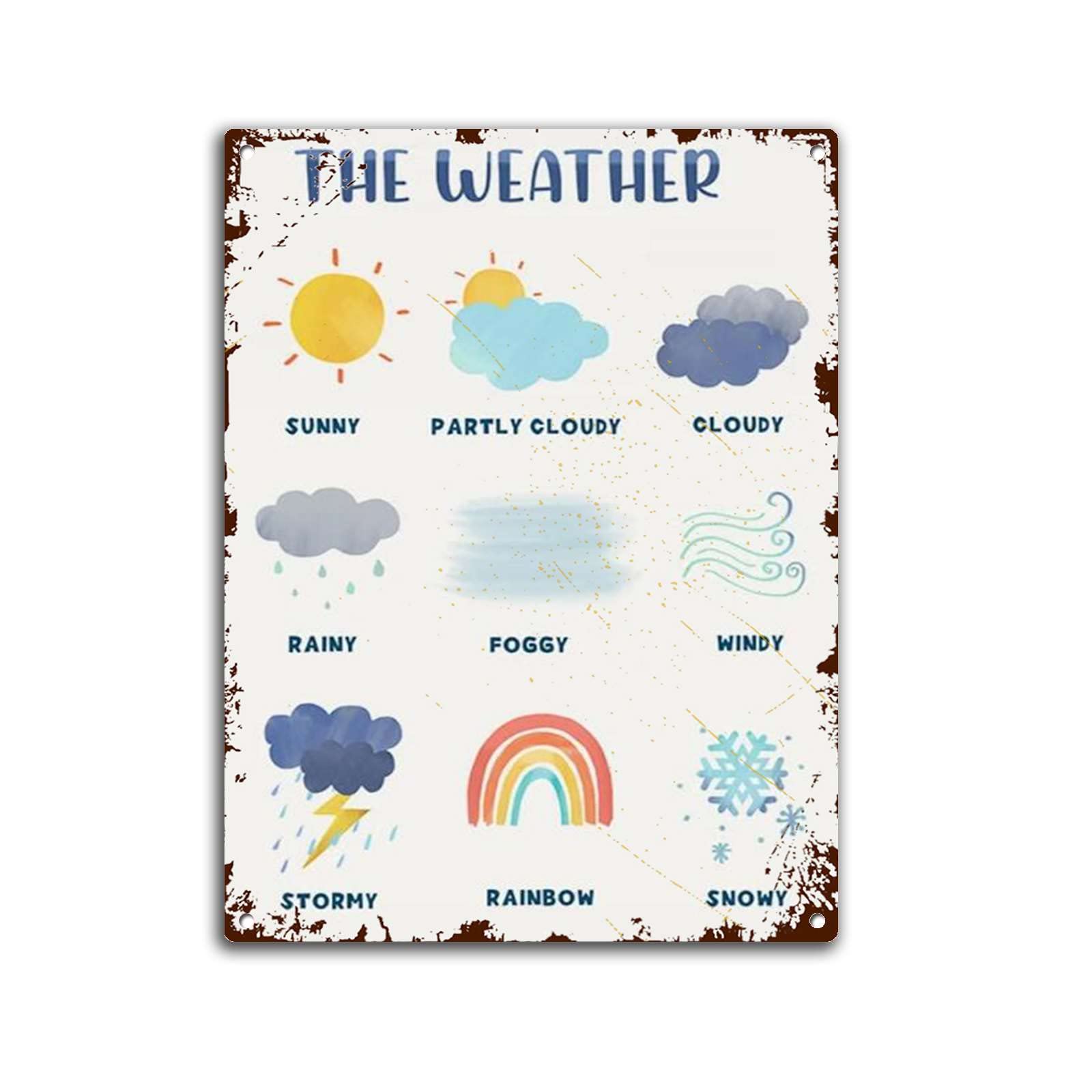 Yelacecca Weather Map Educ Home School Resourclearn Montessori Materials Funny Vintage Metal Sign Poster 8X12 Inches