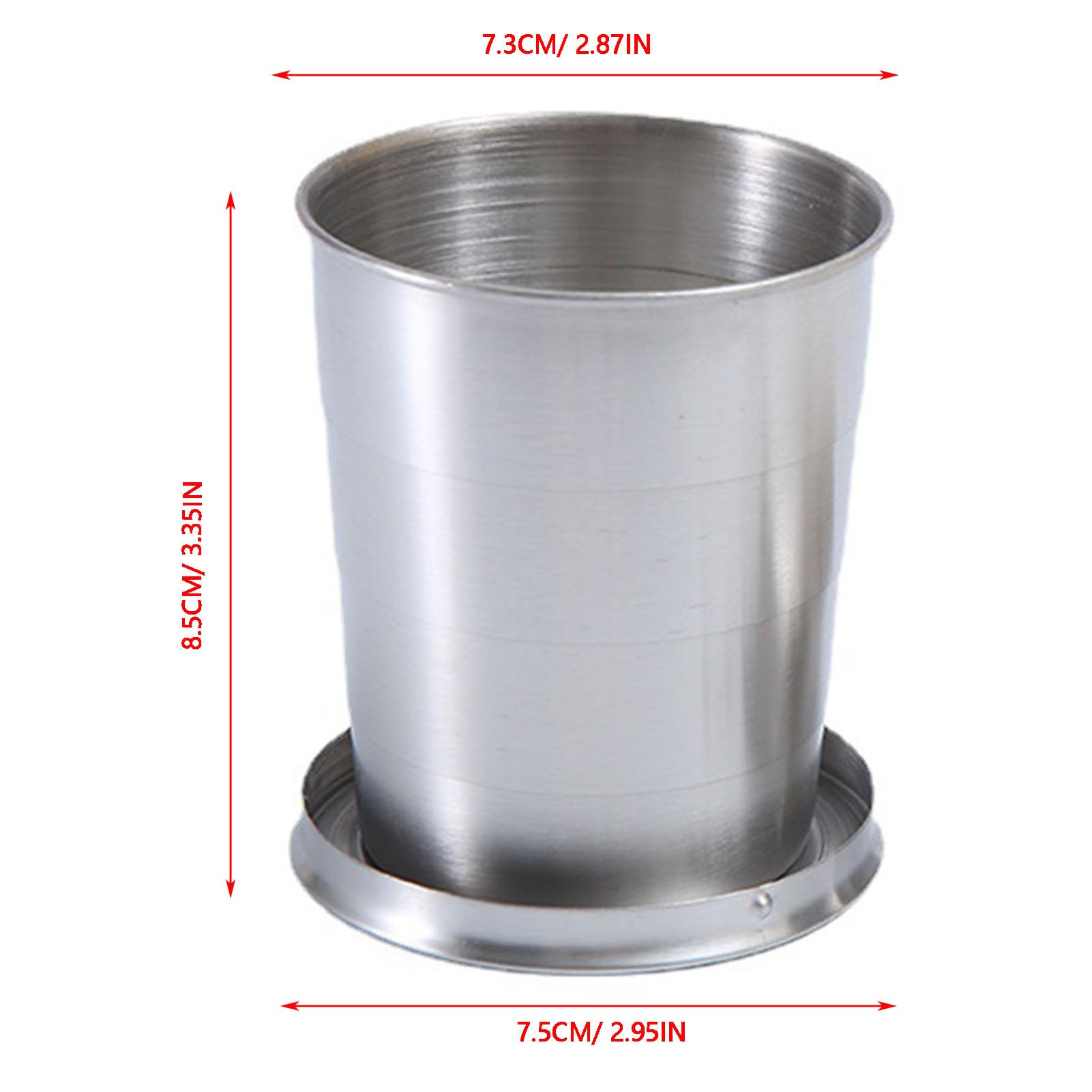 Luocute Tazza Pieghevole in Acciaio Inossidabile, con Portachiavi (Grande | Tazza da Viaggio Pieghevole con Coperchio, per Viaggi in Campeggio