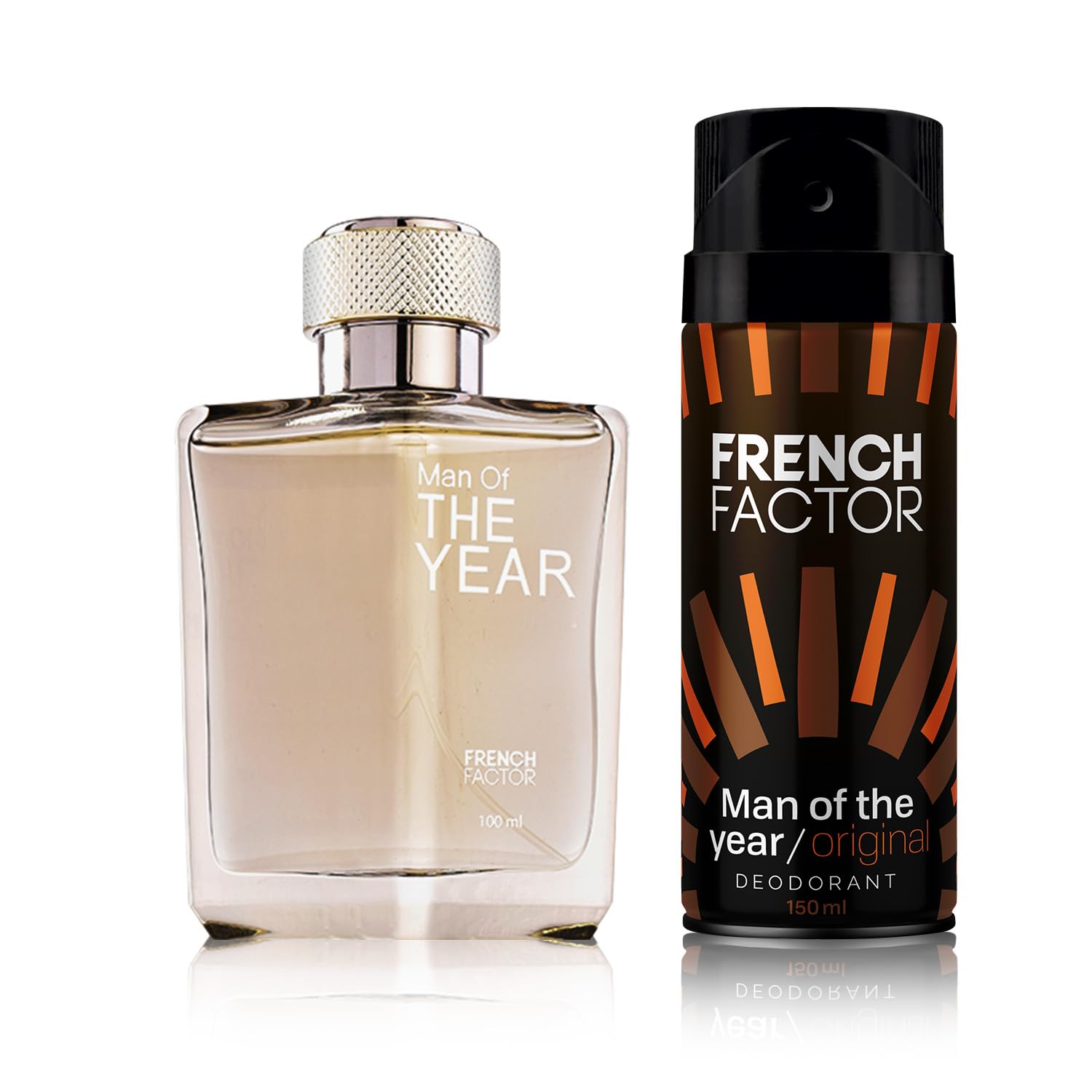 French Factor Original Perfume Gift Set For Man Long Lasting Fragrance Combo Of Eau De Parfum & Deodorant With Fresh Musky Notes (Pack of 2, 100ml+150ml)