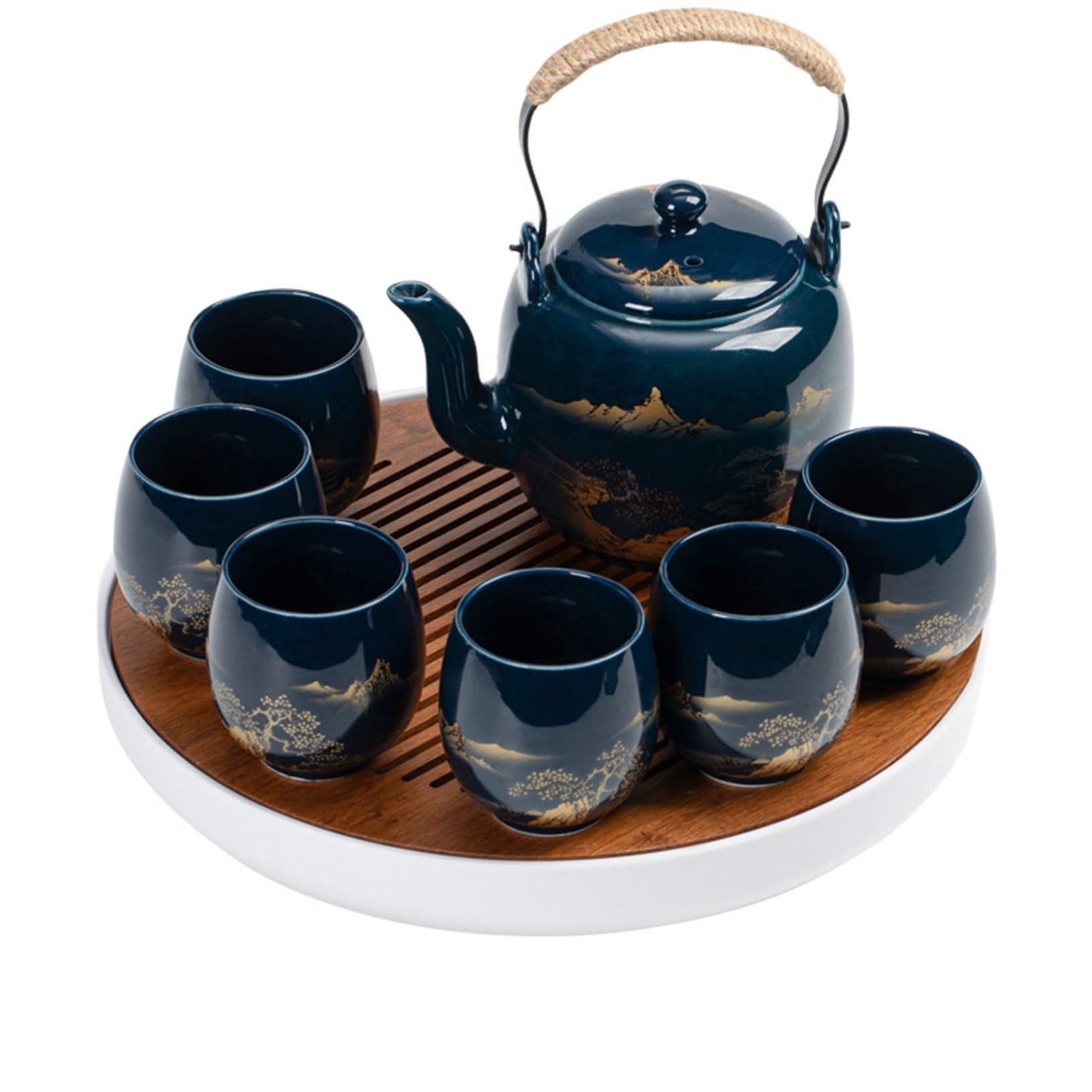 Amazon.co.jp: ティーセット 陶器 湯呑みセット 7点セット 急須 茶盤 