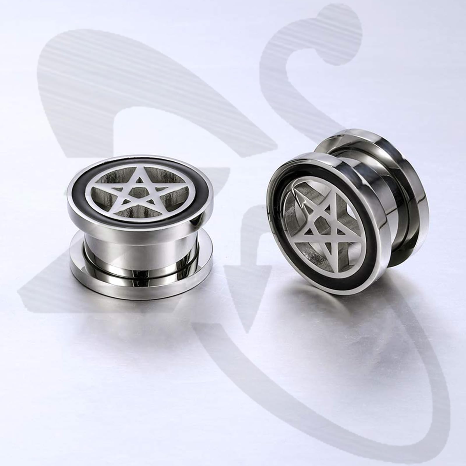 Pentagram Star Ear Plug Tunele Piercing ze stali nierdzewnej 316L do przekłuwania uszu