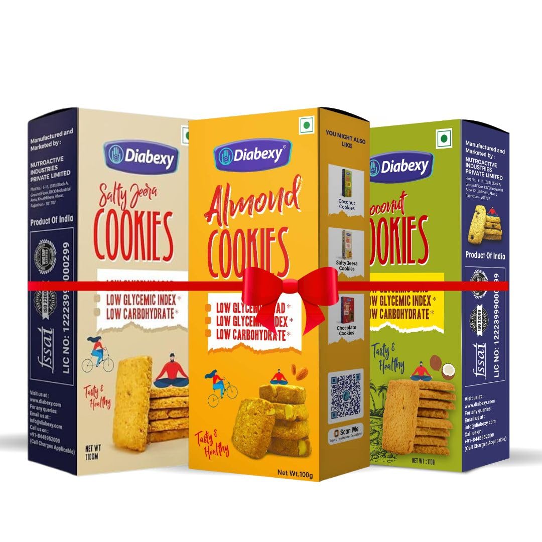 Diabexy Cookies Gift Pack| Cookies Combo| Almond| Coconut| Jeera| | Healthy Cookies Gift Hamper for Diabetics (B0C58BXNNY) Amazon Price History, Amazon Price Tracker