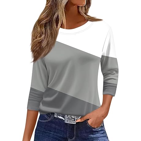 Women's Solid Color 3/4 Sleeve T-Shirt