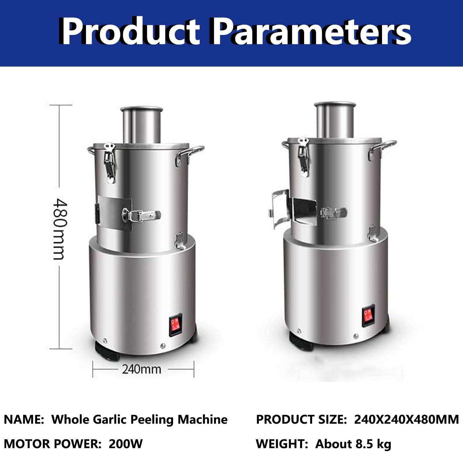 Pelapatate Elettrico per Aglio, Macchina Professionale per Pelare Aglio Intero, 25 kg/H, Pelapatate in Acciaio Inox, per Ristoranti E Uso Domestico