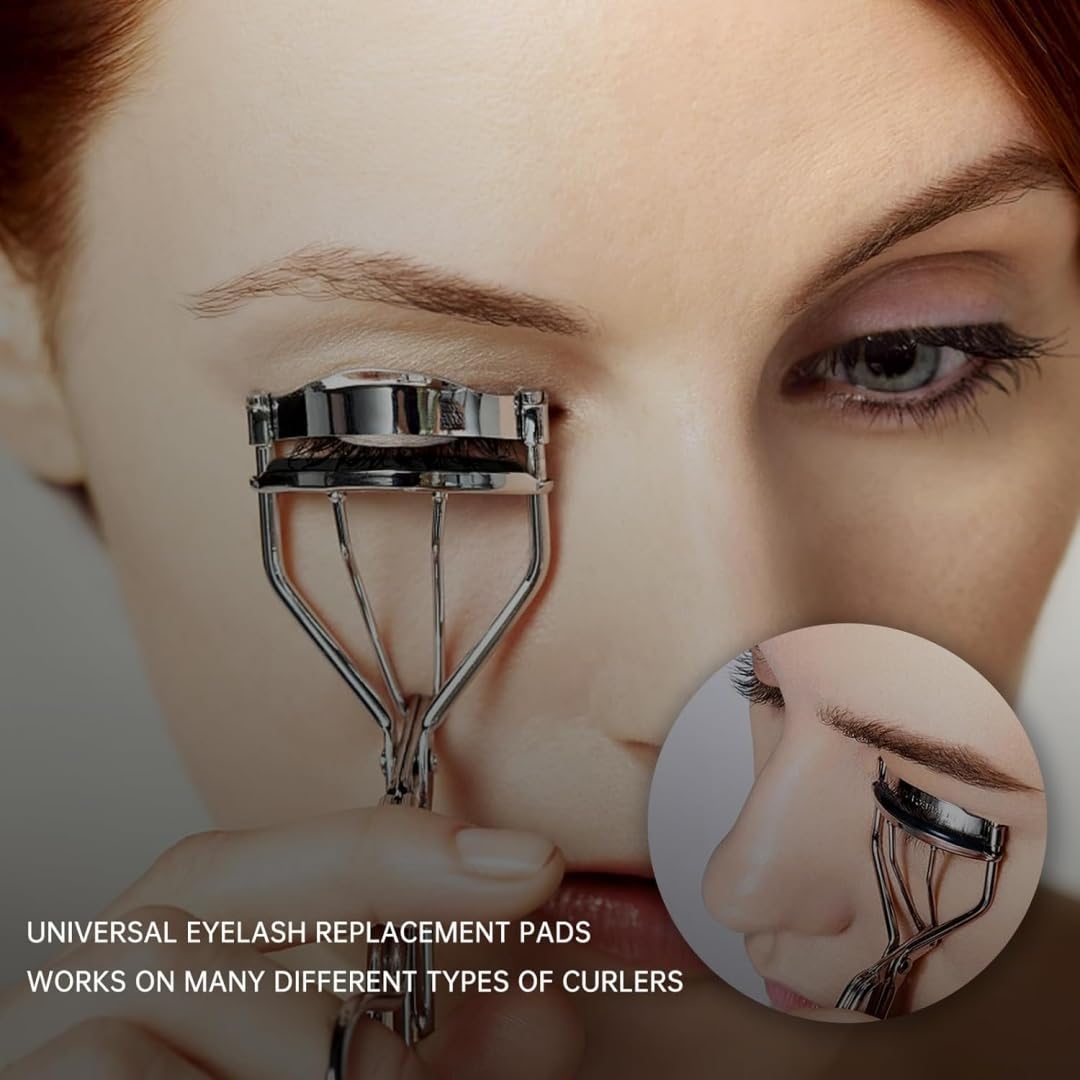 Eyelash Curler, Portable Steel Eyelash Curling Tool for Extensions & Natural Lashes,Silicone Lash Curler Refill Pads