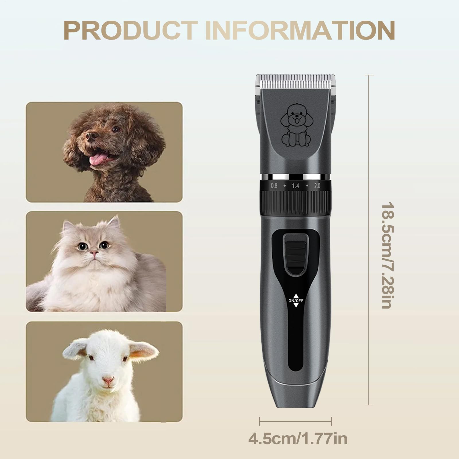 Tondeuse pour chien - Tondeuse silencieuse avec charge USB pour chiens - Texture antidérapante pour animaux de compagnie petits, moyens, grands chiots