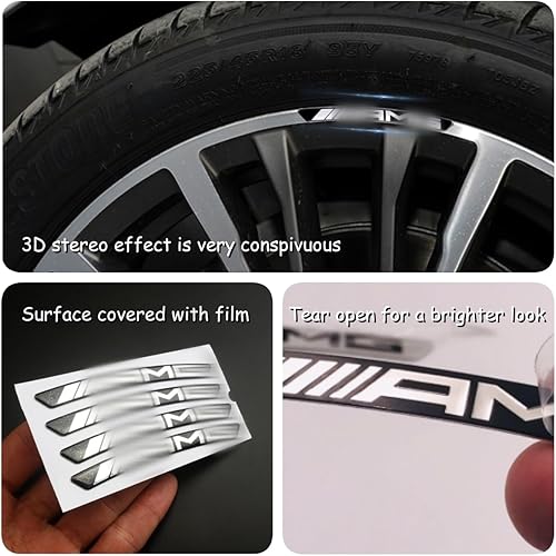 Miniatura 3 de 4 piezas de rueda de coche rueda rueda cubo 3D decoración adhesivo material de aleación de aluminio para llanta de coche compatible con C63 C43 C300