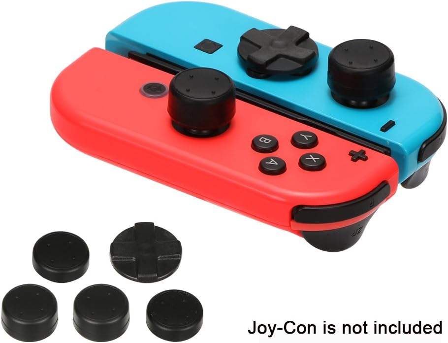 Silicone Thumb Stick Cap Grips Protect Cover Set(5 in 1) for Nintendo Switch Joy-Con - Black