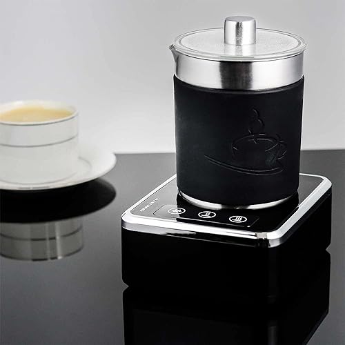 Miniatura 4 de OVENTE Espumador magnético de café con leche, jarra de acero inoxidable con aislamiento multiusos, 7 onzas de espumacalefacción de 14 onzas con 2