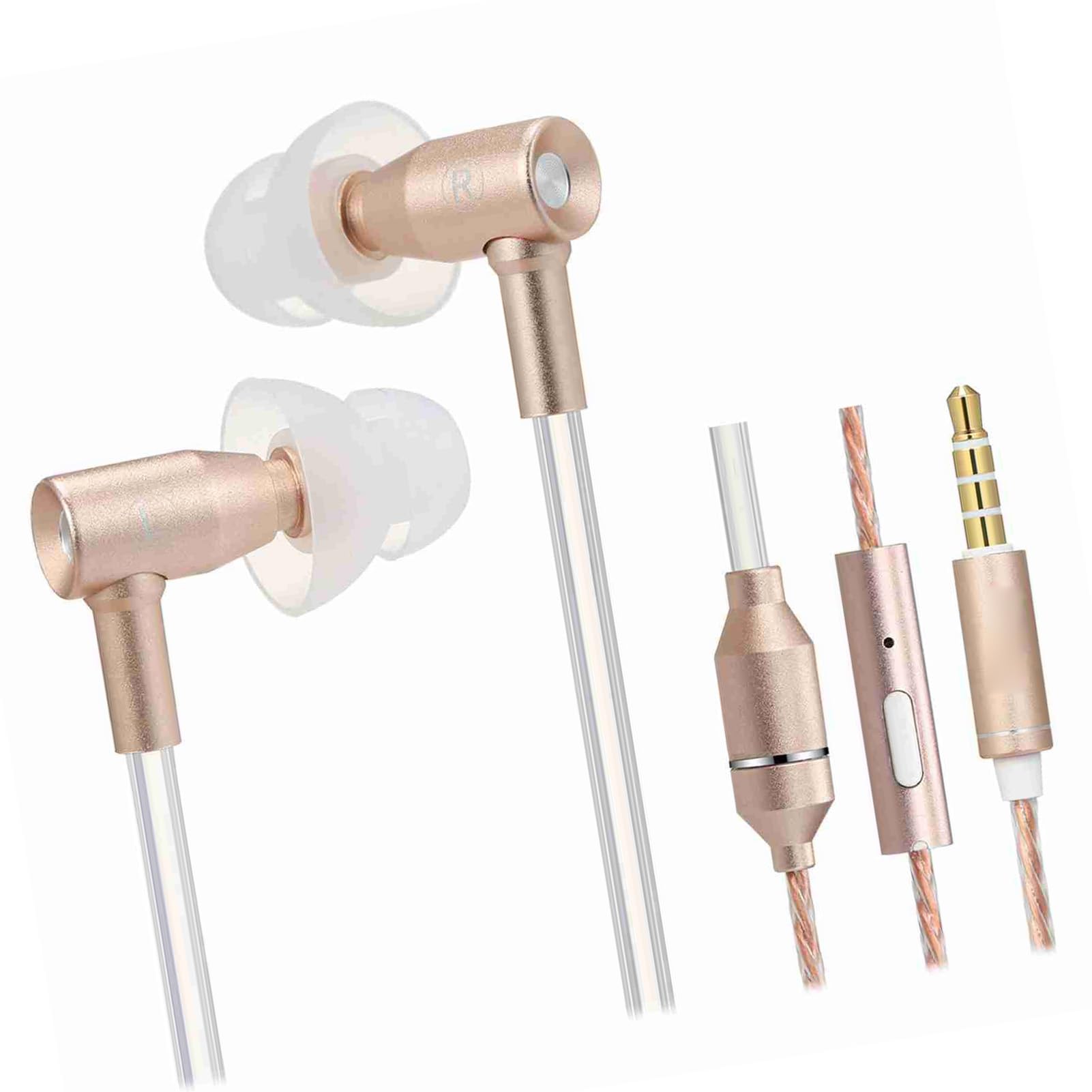 Auricolari Intrauricolari Cablati Airtube da 3,5 Mm con Riduzione del Rumore, Cuffie per Telefono con Tubo 'aria, Riduzione delle Radiazioni Al 98% per, Tablet, Auricolari Dorati (Oro)