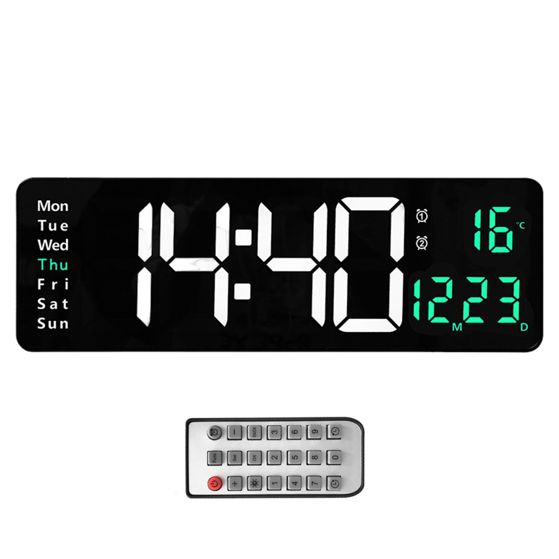 Horloge murale numérique lisible pour senior avec date et heure