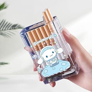 Windproof Clear Cigarette Case Lighter, USB Rechargeable Plasma Flame Lighter, Hello Kitty Cartoon Lighter, Large Capacity Cigarette Case Lighter (Color : W8)