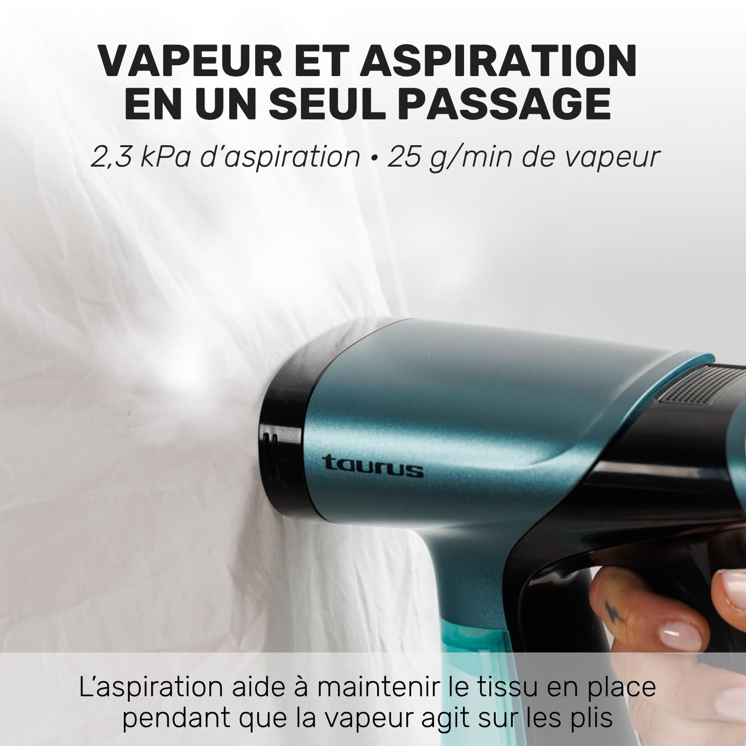 Taurus - nettoyeur vapeur 1550 W, 3 niveaux vapeur et aspiration, Prêt en 30 s, Écran LED, Réservoir 180 ml