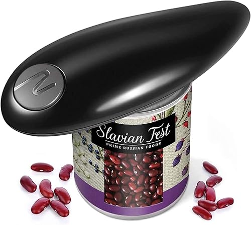 Abridor de latas eléctrico, un interruptor de un solo toque con borde liso para latas de casi tamaño, abrelatas eléctrico para artritis de cocina y