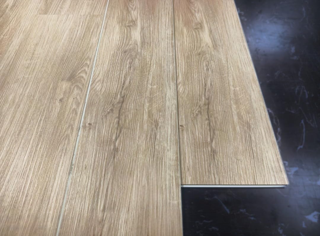 SPC FLOOR WOOD Pavimento Laminato SPC, Rovere Medio, 122x18,4x0,5 cm, 10 Listoni, 2,25 mq, Resistente all'Acqua, Uso Interno