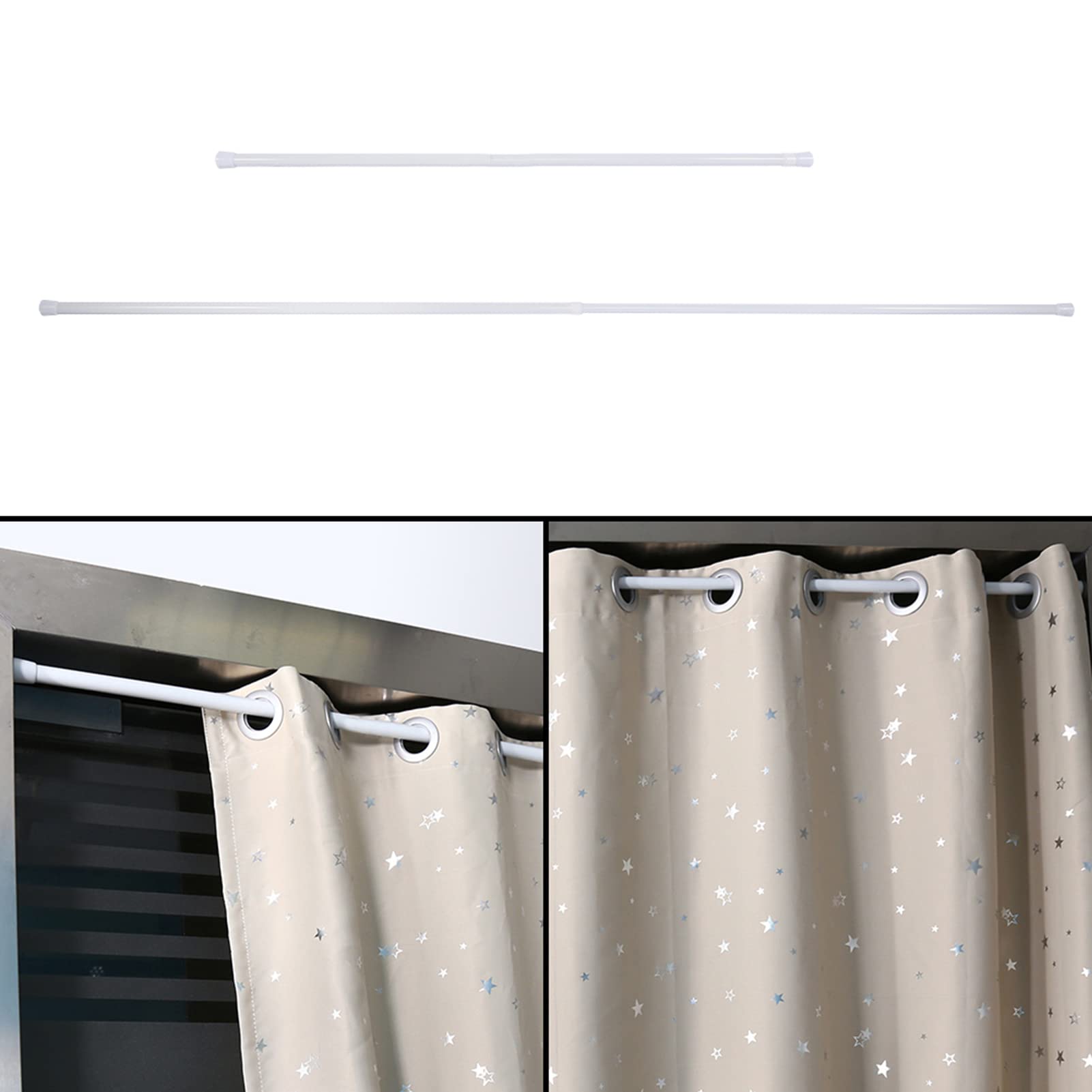 CCYLEZ Tringle à Rideau Télescopique Réglable 105-190cm, Poteau à Ressort en Fer Solide pour Douche, Fenêtre de Salle de Bain