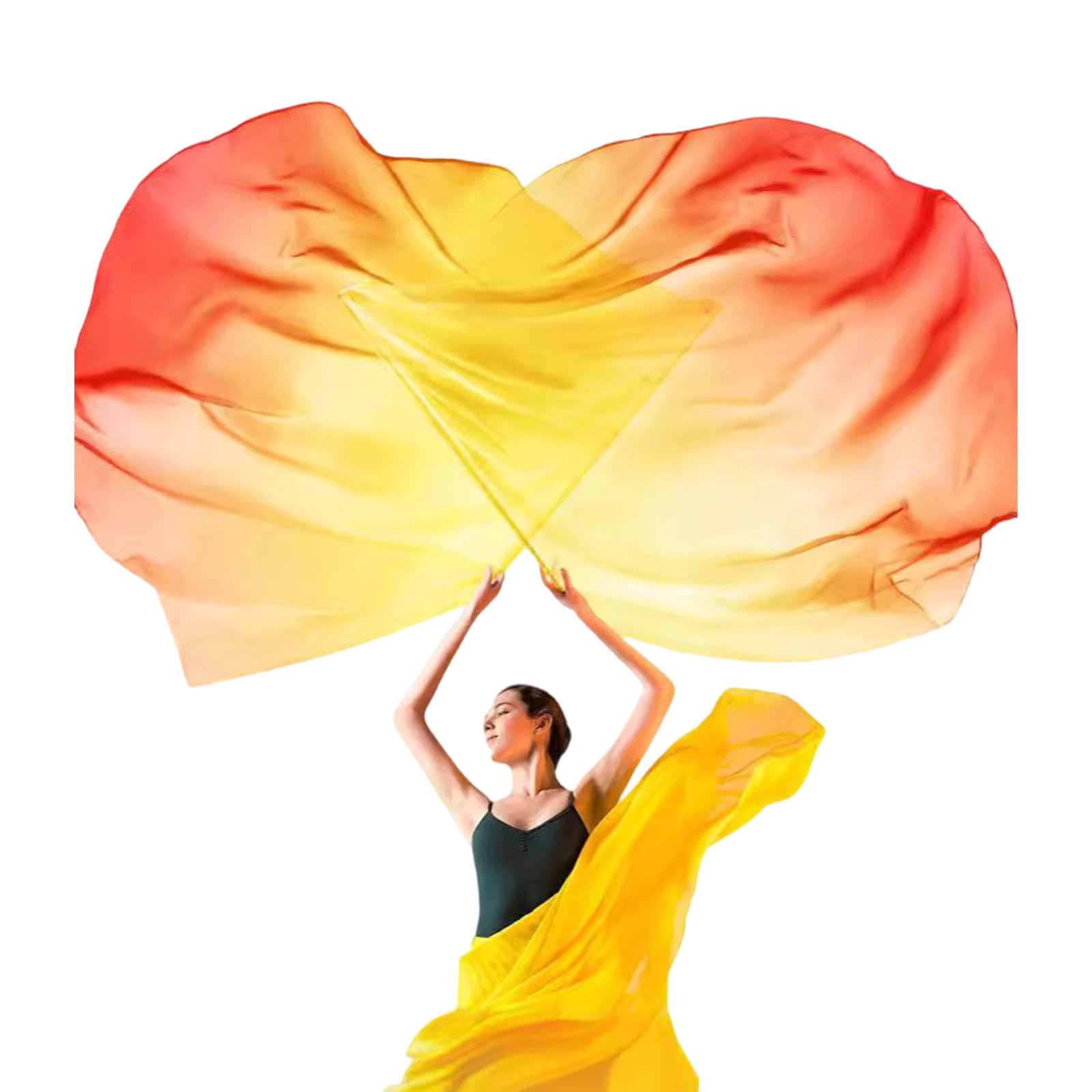 HDOYTXXM 2Pcs Praise Dance Worship Flags with Scalable Rod Semicircle Wing for Dancers Semicircle Wing Double Dance Accessories