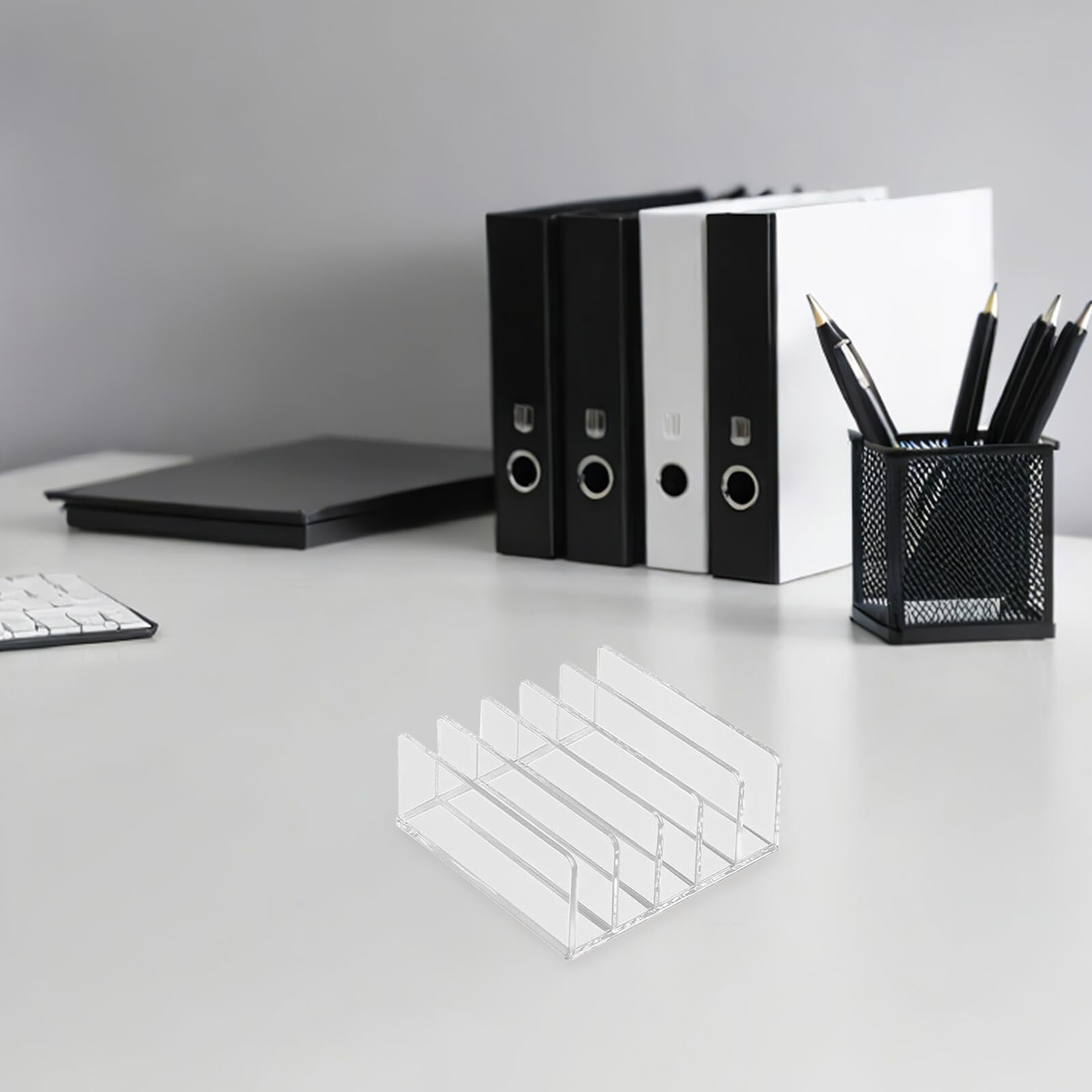 Cabilock 2 Piezas Organizador de Documentos Acrílico con Secciones Soporte Estable para Cartas y Archivos Organizador de Escritorio Sólido para Documentos Importantes y Sobres