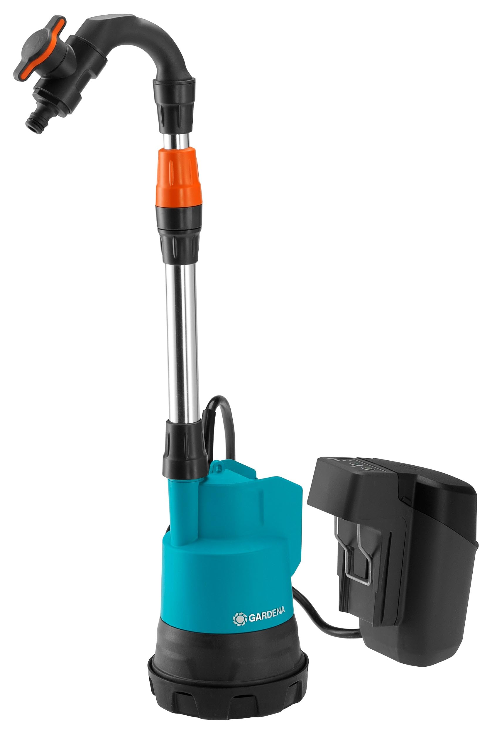 Gardena Pompe pour collecteur d'eau de pluie sur batterie 2000/2 18V P4A - Kit prêt à l'emploi: Débit et pression élevés, Niveaux de puissance réglables, Protection contre la marche à sec (14602-20)