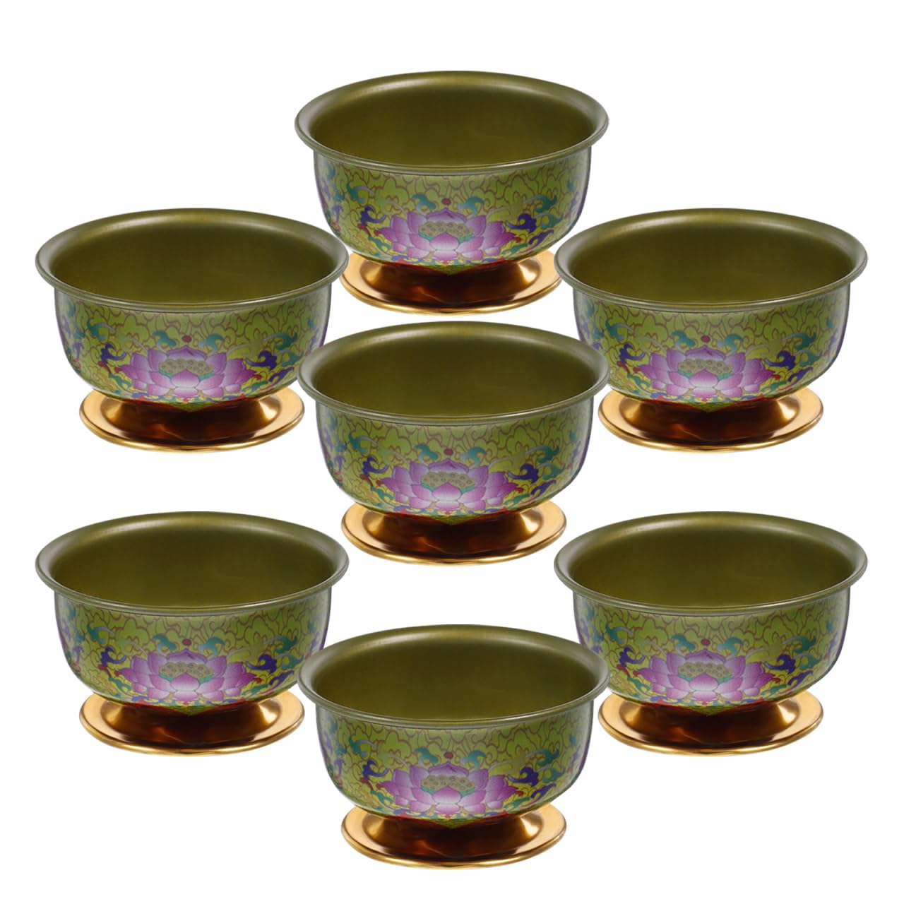 MAGICLULU Copa De Ofrenda De 7 Piezas Taza De Agua De Aleación Cuenco De Ofrenda Budista Resistente Y Pulido Para Decoraciones De Templos Y Hogares