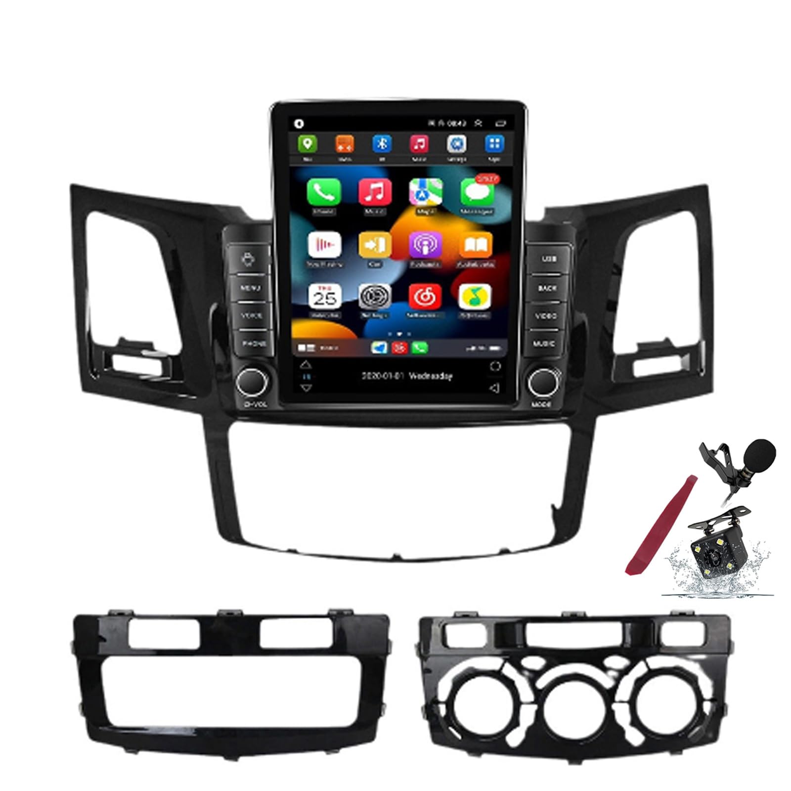 Autoradio Android 15 con Navigatore Sat per T-oyota Fortuner Hilux (2004-2014) Unitá principale Android da 9,7 pollici con lettore multimediale, Carplay GPS Navigation HIFI BT 5G WiFi SWC,M100s