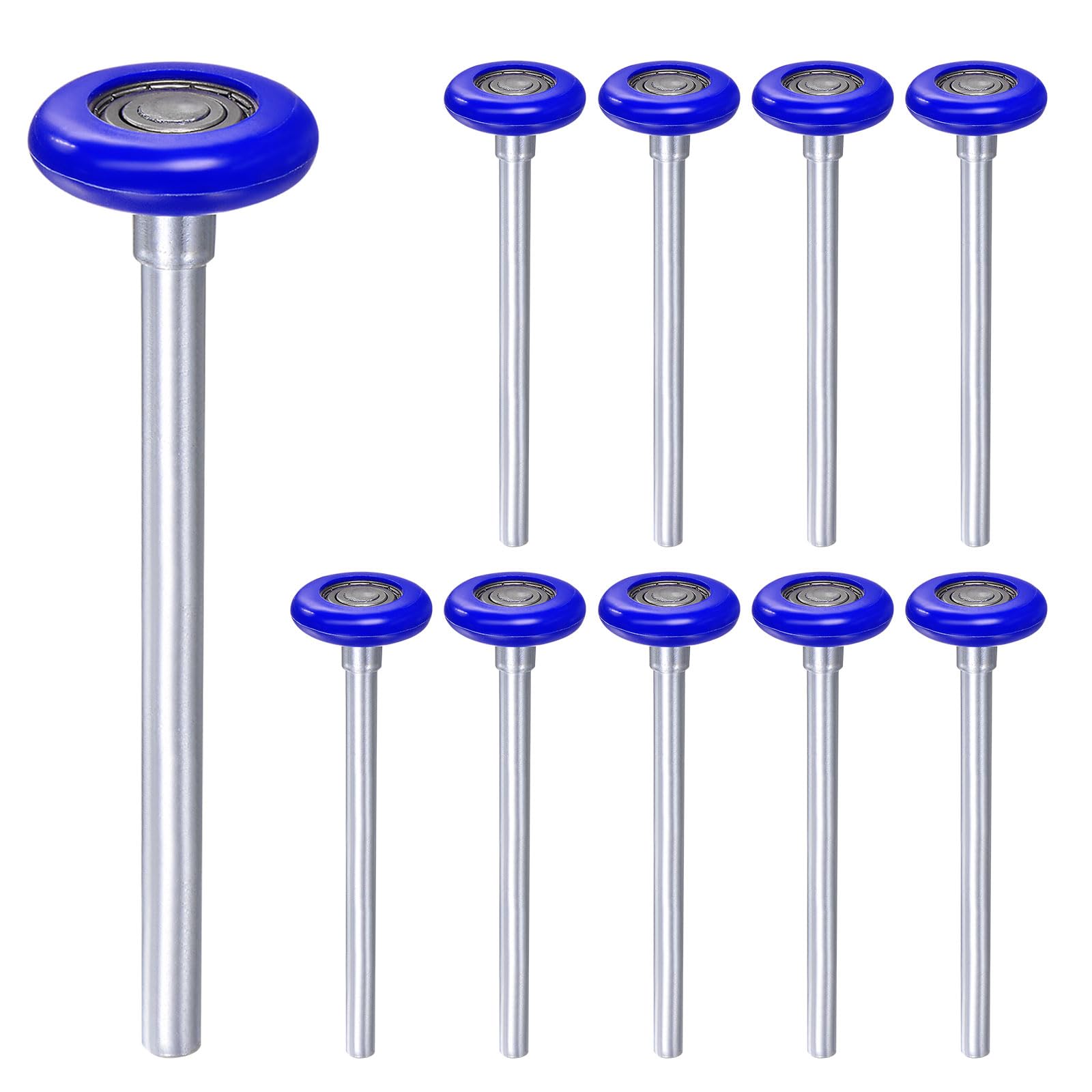 QUARKZMAN 10 Uds 1.8" Rodillos de Puerta de Garaje de Nylon Para 2" Riel de Garaje, 7" Vástago Largo Y Ruedas Silenciosas Rodamiento de Precisión 6200Zz Con 8 Bolas, Azul