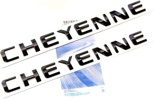 Miniatura 8 de Yoaoo Paquete de 2 emblemas de placa de identificación de Cheyenne de color negro, compatible con Silverado brillante brillante