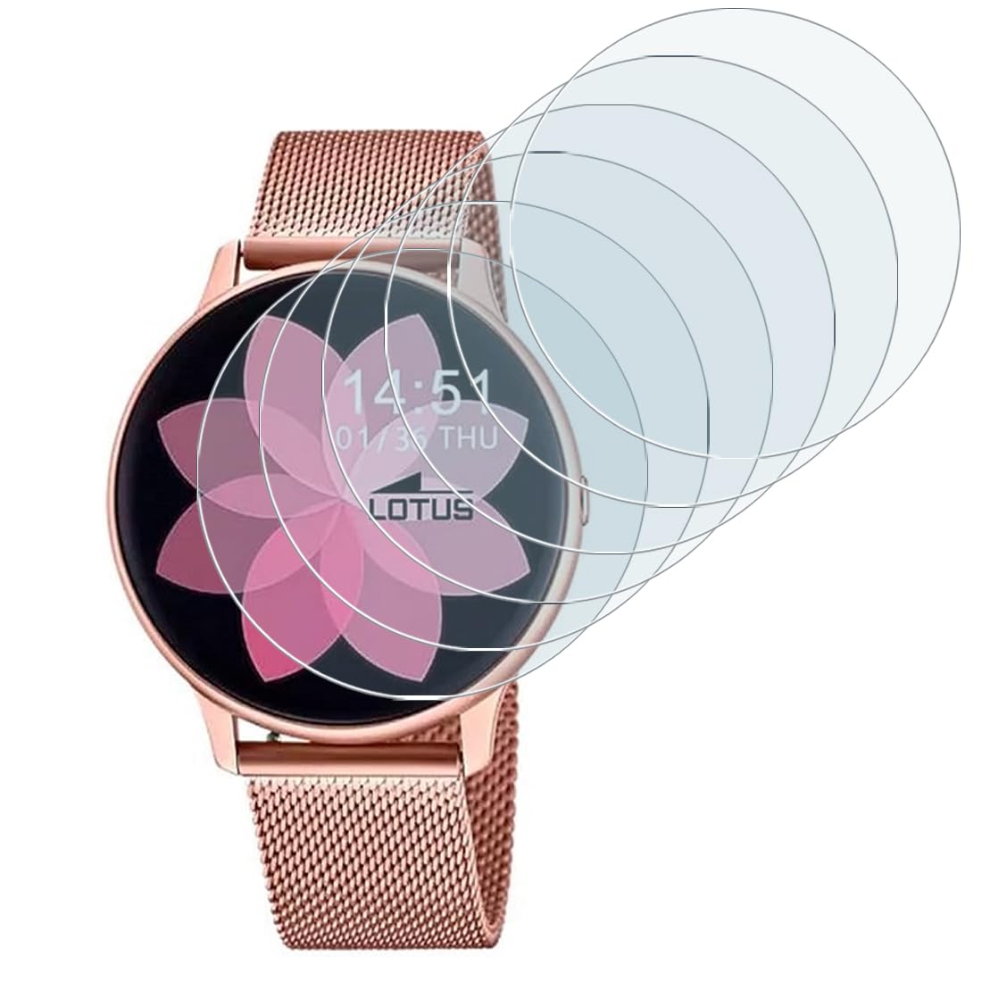 KARYLAX – [Pack x6 protector de pantalla de cristal flexible, dureza 9H antiarañazos – Película protectora compatible para reloj inteligente Lotus Smartime 50001/A