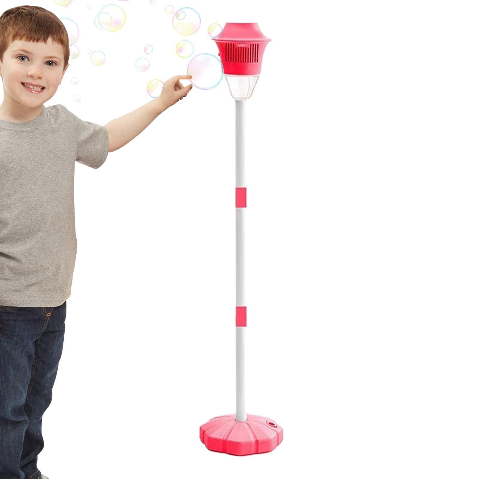 Seifenblasenmaschine mit Fuß – Halterung für Seifenblasenmaschine für Partys, Bubble Machine auf Fuß mit Licht | höhenverstellbar und abnehmbarer Sockel | Außendekoration USB wiederaufladbar Ma