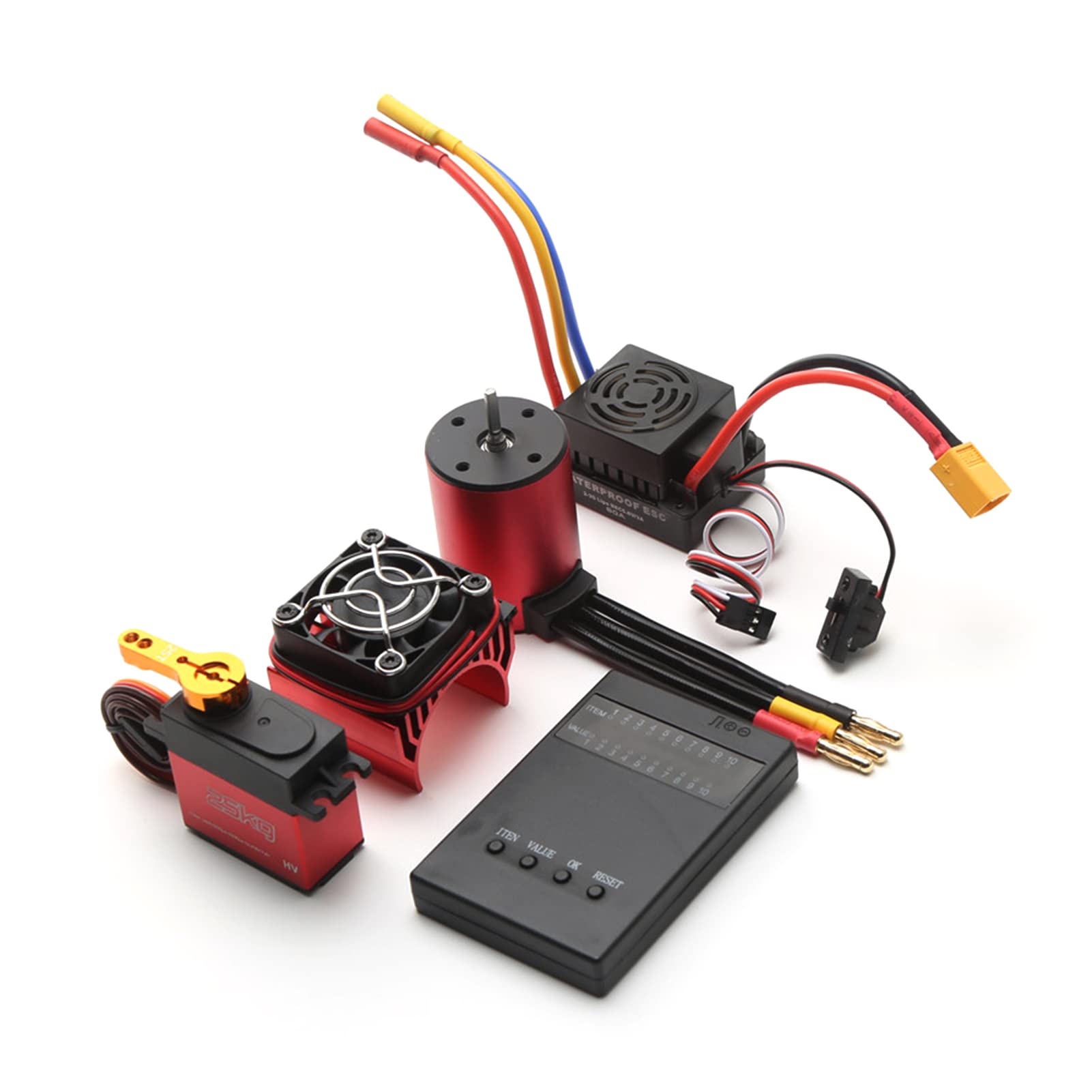 Silnik bezszczotkowy, HUIOP S3650 2300KV bezszczotkowy silnik 60A bezszczotkowy ESC XT60 Plug 25KG Servo Programowanie Karta Radiatora Zamiennik do samochodu 1/8/1/10 RC